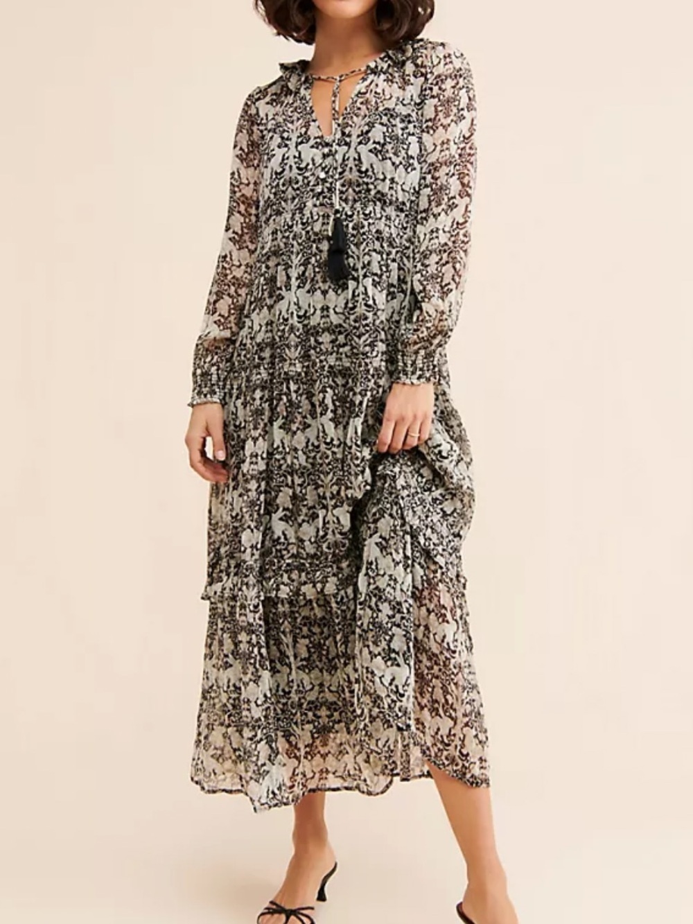Anthropologie Marais Chiffon long sleeve Maxi Dress SP